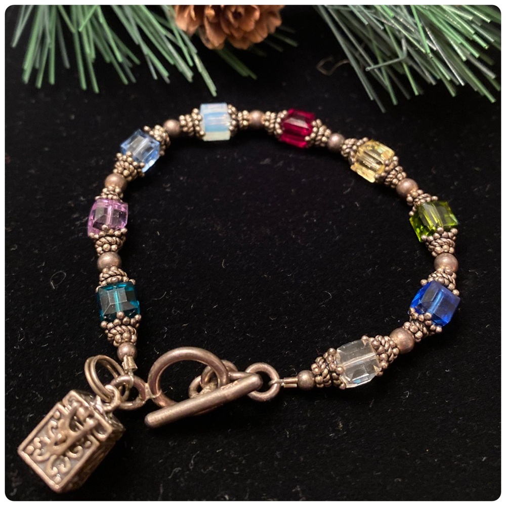 Salvation Bracelet with 6mm Square SW Crystals & Sterling Silver + Prayer Box